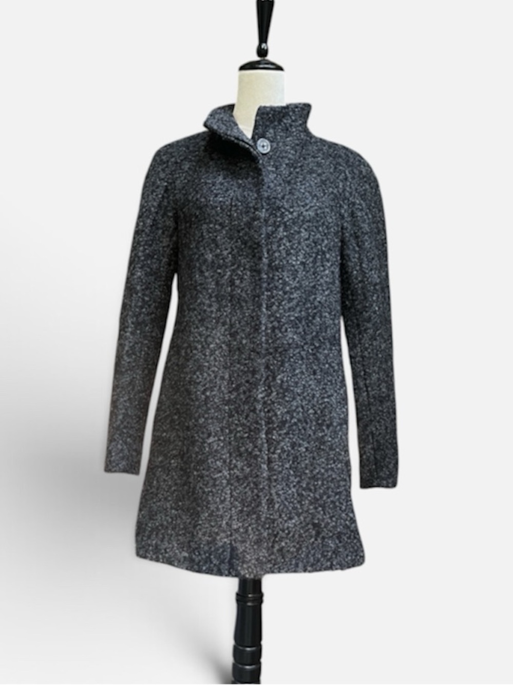 Anne Klein Wool-Blend Stand Collar City Peacoat Jacket Size Medium
